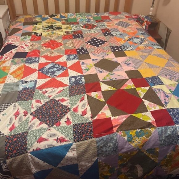 Vintage Patchwork Quilt 102”x 98” - Picture 1 of 6